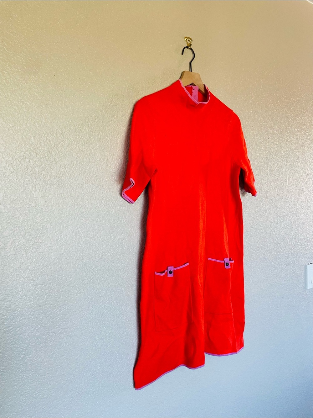 Anthropologie Annalise Mock Neck Mini Sweater Dress in bright red